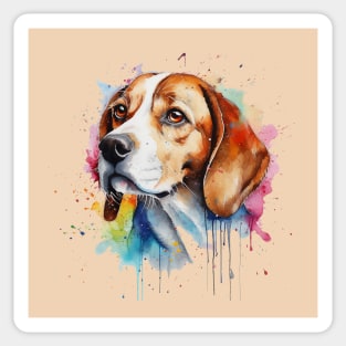 Bright Beagle Watercolor Painting Sticker